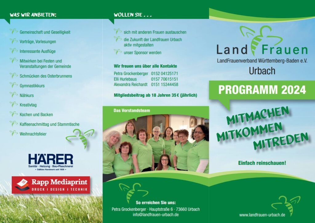 LandFrauen Urbach - Programm Flyer 2024